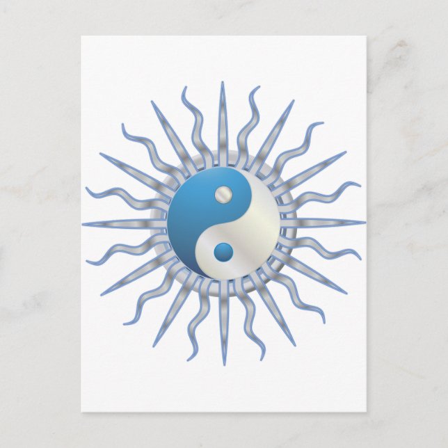 Blue Starburst Yin Yang Vykort (Framsida)