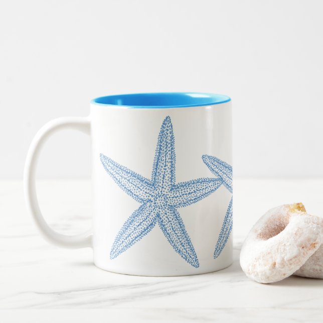 BLUE STARFISH ILLUSTRATION Två-Tonad MUGG (Med munk)