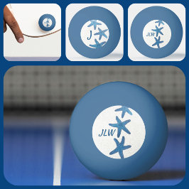 Blue Starfish Nautical Personlig Monogram Pingisboll