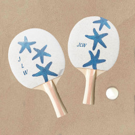 Blue Starfish Nautical Personlig White Pingisracket