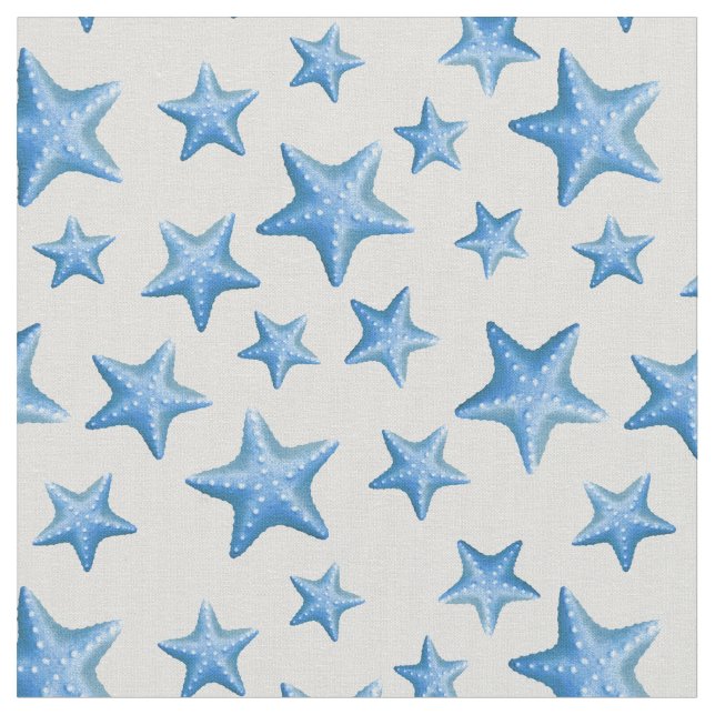 Blue Starfish Summer Beach Nautical Coastal Tyg (Närbild)