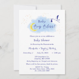 Blue Starlit Pojke Bliss Stork Speciell Delivery Inbjudningar
