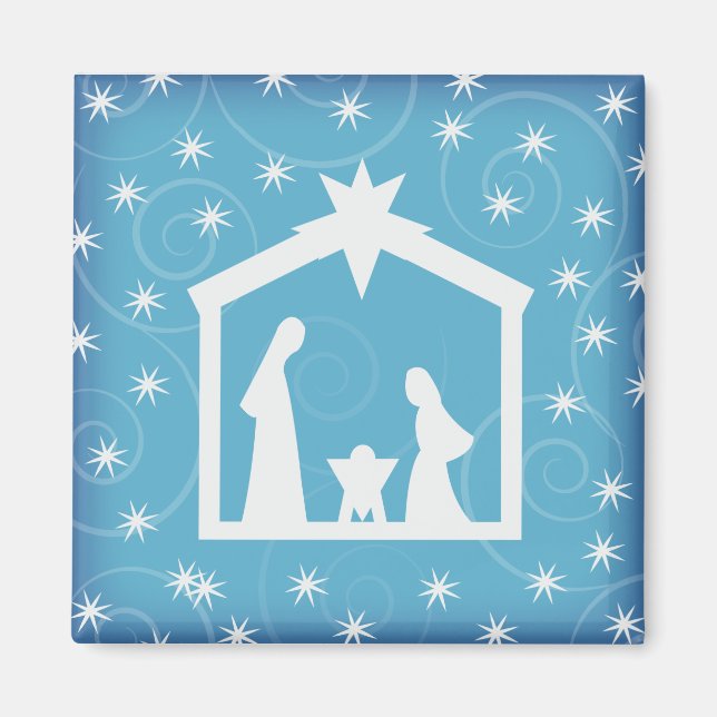 Blue Starry Natt God Jul NITY Magnet (Framsidan)