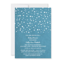Blue Starry Night Baby Shower Inbjudan