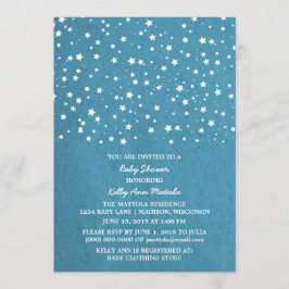 Blue Starry Night Baby Shower Inbjudan