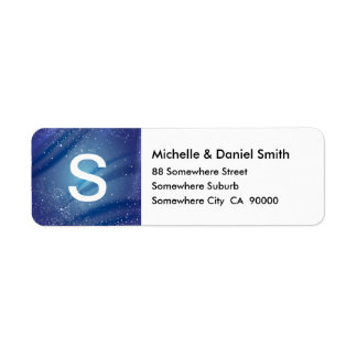 Blue Starry Night Monogram Returadress Etikett