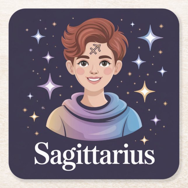 Blue Starry Sagittarius Underlägg set Papper Kvadrat (Framsidan)