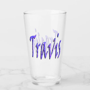 Blue Starry Travis Namn Logotyp Glaskopp