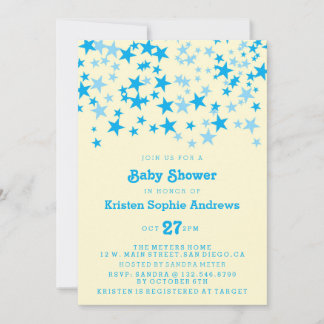 Blue Stars Baby Shower Sprinkle Inbjudningar