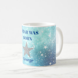 Blue Stars Birthday Roligt Personal Modern Kaffemugg