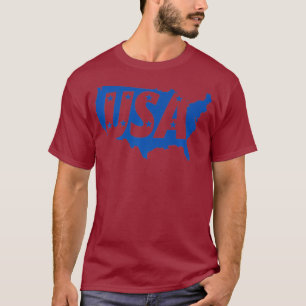 Blue Stars Förenta staterna Karta Kärlek Amerika S T Shirt