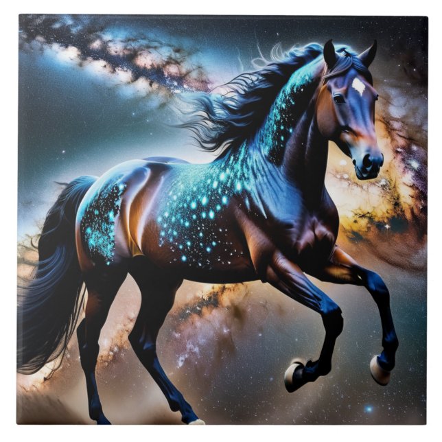 Blue Stars Galaxy Horse Kakelplatta (Framsidan)