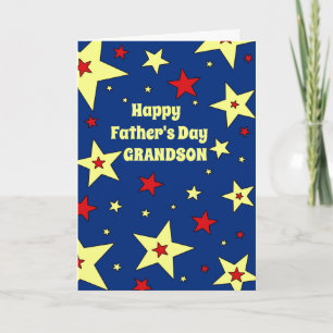 Blue Stars Grandson Lycklig Fars dag Kort