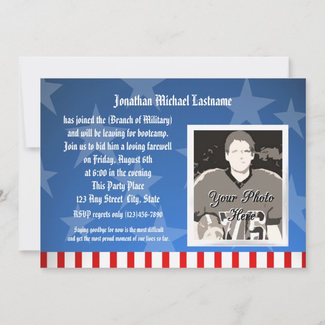 Blue Stars Militing Going Away Party Inbjudningar (Framsida)