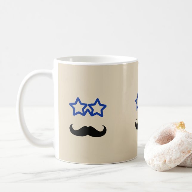 Blue Stars och Black Mustache Kaffemugg (Med munk)