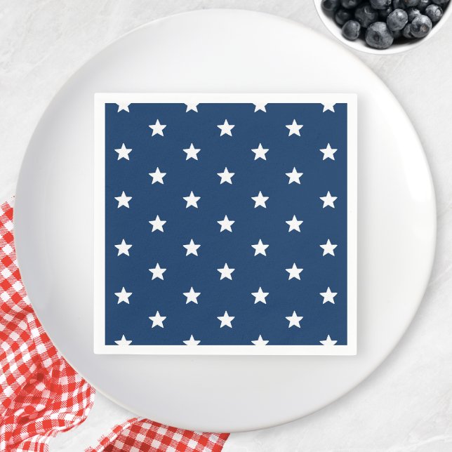 Blue Stars Patriotic 4:e juli, sommaren Party Pappersservett (Blue Stars Patriotic 4th of July Summer Party Napkins)