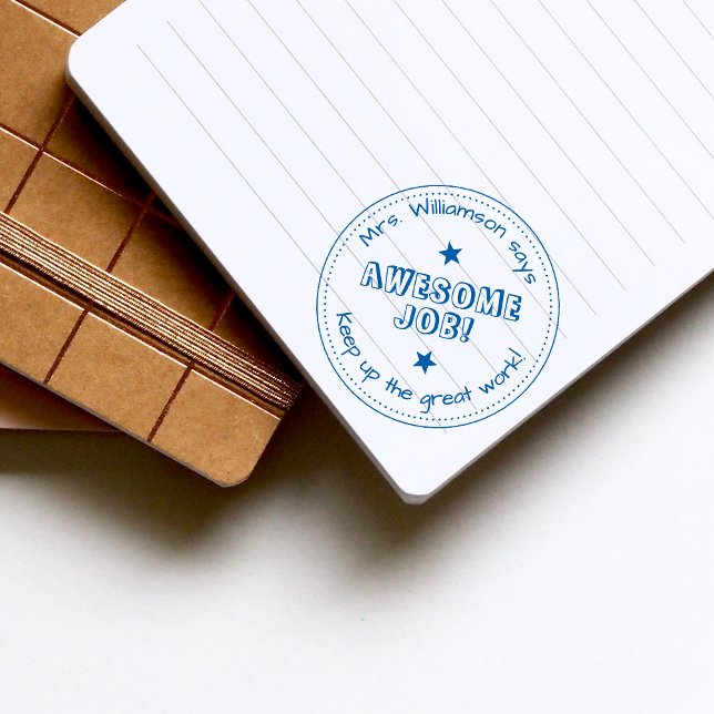 Blue Stars & Personlig Fantastisk Jobblärare Självfärgande Stämpel (Skapare uppladdad)