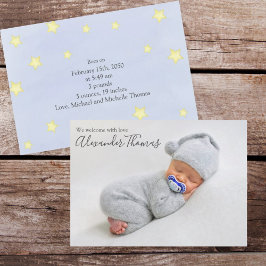 Blue Stars Pojke Birth Notice of Meddelande