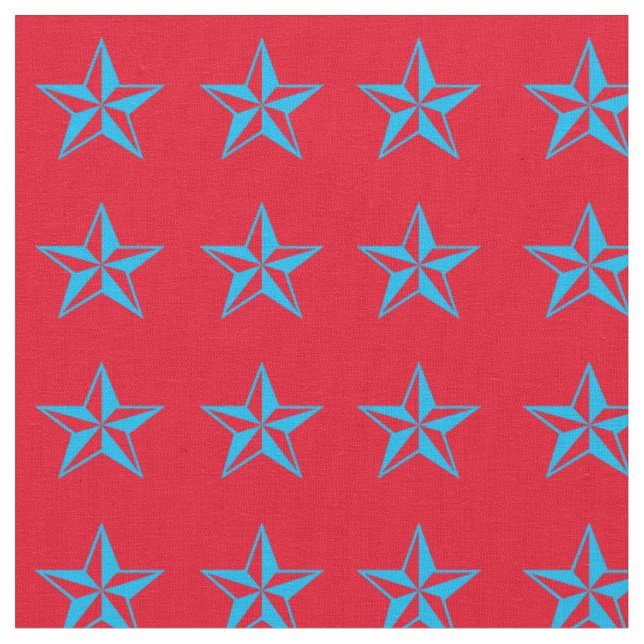 Blue Stars Rodeo Western Fabric Tyg (Närbild)