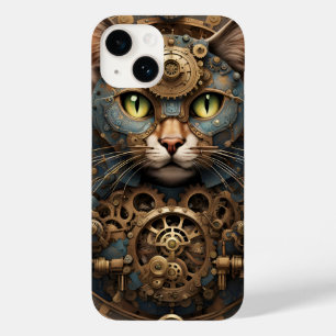 Blue steampunk cat AI art Fodral-Mate iPhone 14 Fo