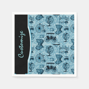 Blue Steampunk Mönster Napkins Pappersservett