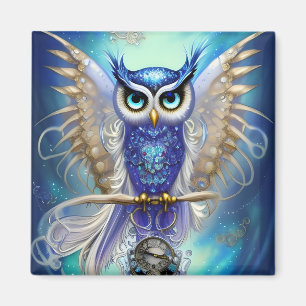 Blue Steampunk Uggla Magnet