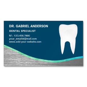 Blue Steel Tooth Tandklinik Tandläkare Magnetiska Visitkort