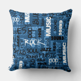 Blue Sten Pop R & B Music Text Dekorativ kudde