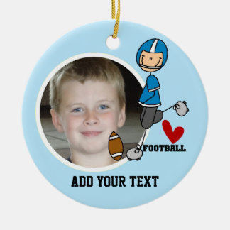 Blue Stick figur Football Player Keepsaké Julgransprydnad Keramik