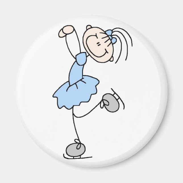 Blue Stick figur Girl Skater Magnet (Framsidan)