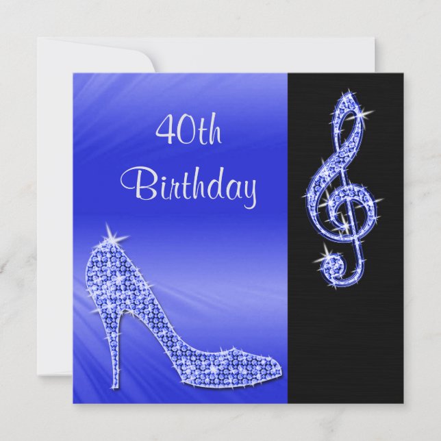 Blue Stiletto & Diskantnyckel 40-årsdag Inbjudningar (Framsida)