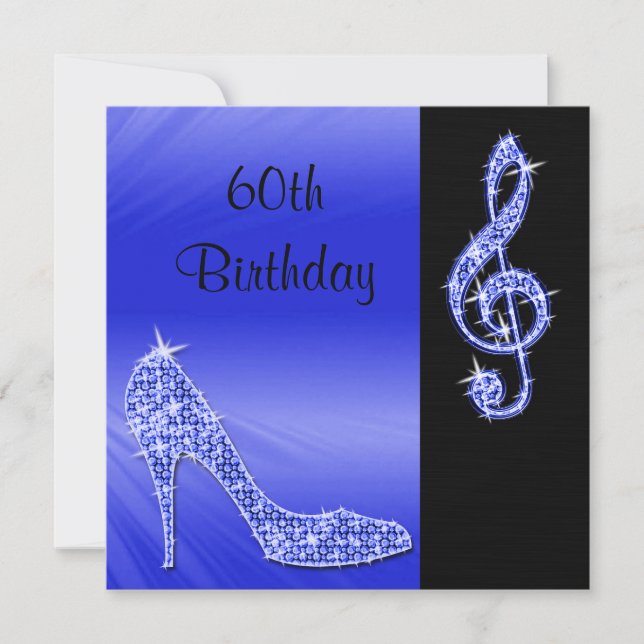 Blue Stiletto & Diskantnyckel 60-årsdag Inbjudningar (Framsida)