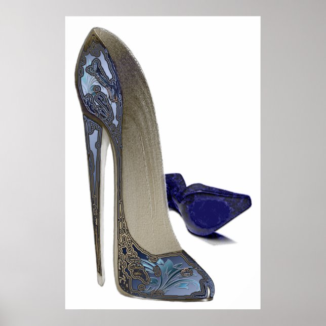 Blue Stiletto Shoes Art Poster (Framsidan)