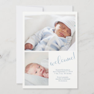 Blue Stollig Födelsemeddelande om foto Baby Meddelande