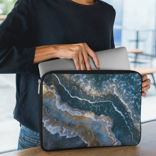 Blue Stone Agate - titta på makrofoto Laptop Fodral (Skapare uppladdad)