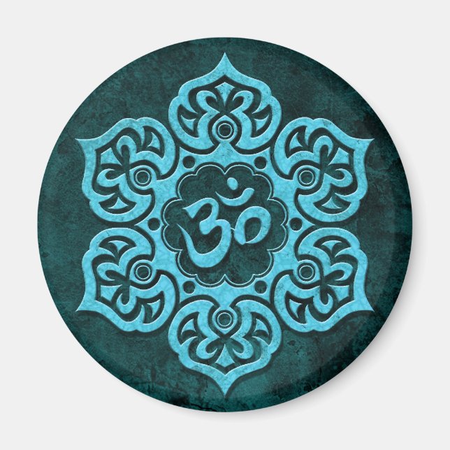 Blue Stone Blommigt Om Magnet (Framsidan)