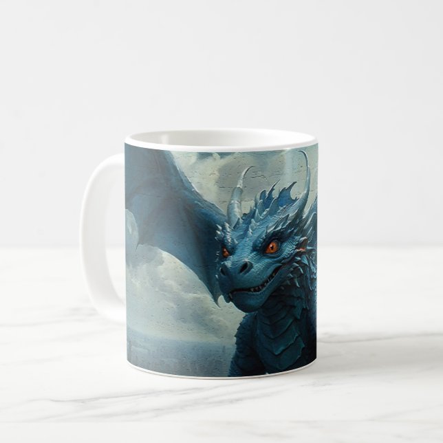 Blue Stone Dragon Visits New York Kaffemugg (Framsida vänster)