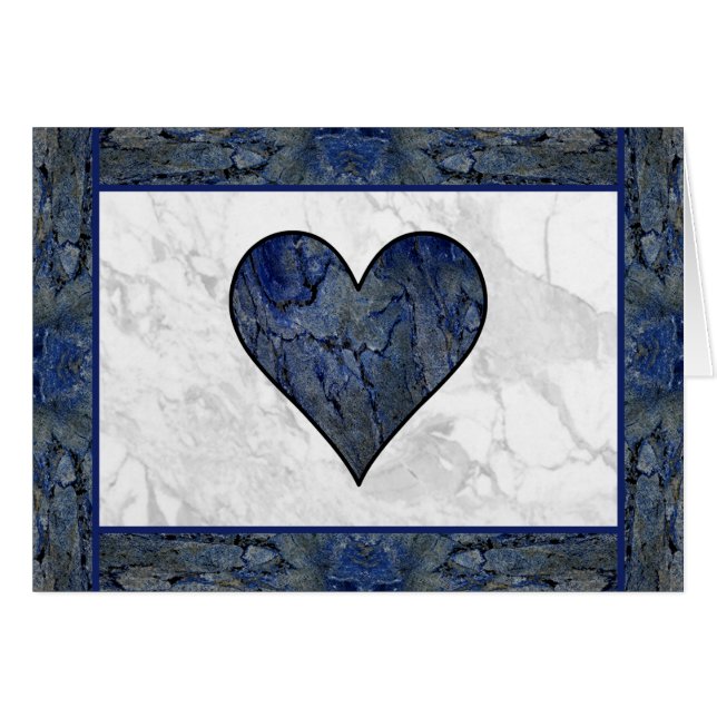 Blue Stone Heart med Dikt Hälsningskort (Framsidan Horizontal)