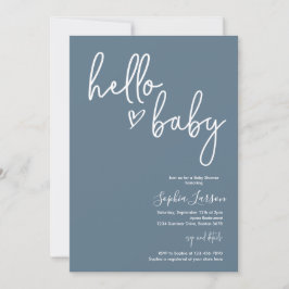 Blue Stone Minimalist Modern Boho Baby Shower Inbjudningar