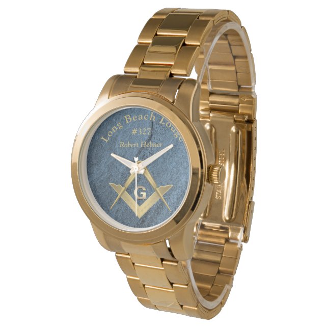 Blue Stone Monogrammed Masonic Armbandsur (Vinklad)
