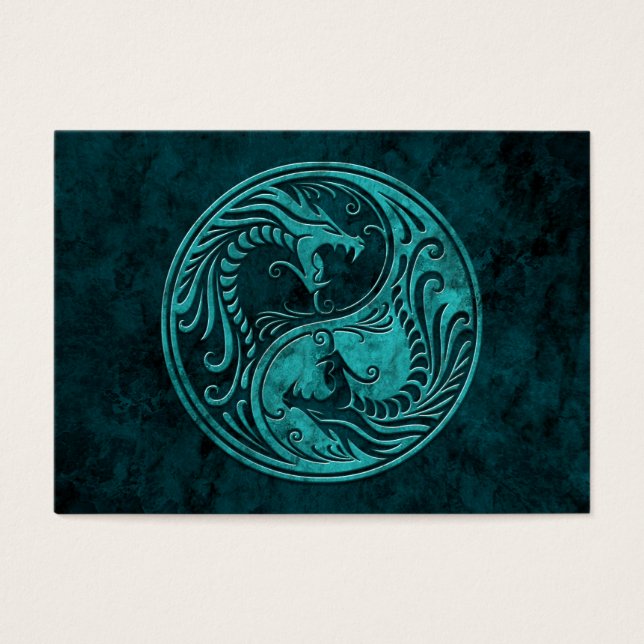 Blue Stone Yin Yang Dragons Visitkort (Framsidan)