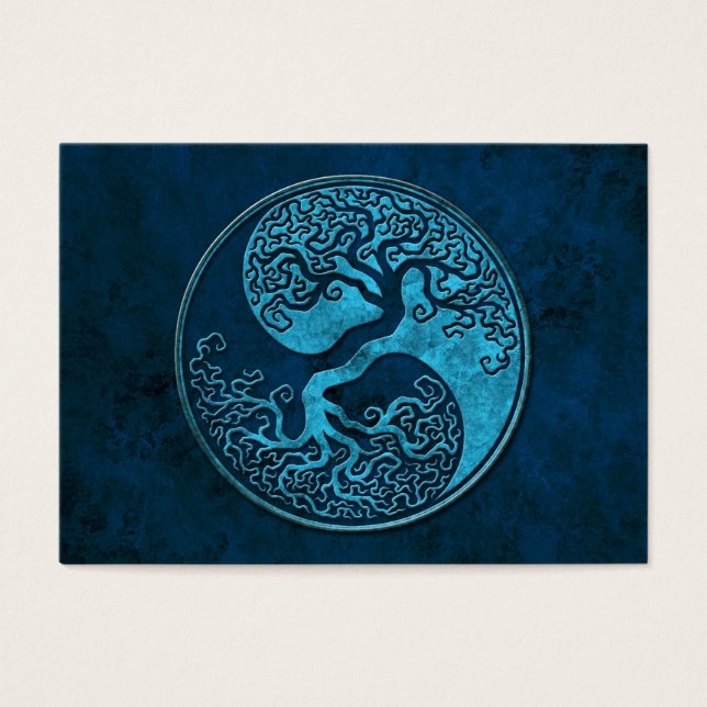 Blue Stone Yin Yang Träd Visitkort (Framsidan)