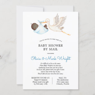 Blue Stork Baby Shower by Mail-inbjudan Inbjudningar