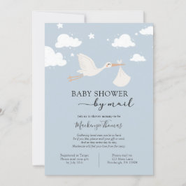 Blue Stork Baby Shower by Mail Inbjudningar