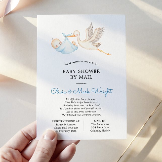 Blue Stork Baby Shower by Mail Inbjudningar (Skapare uppladdad)