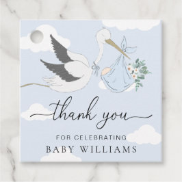 Blue Stork Baby Shower Tack Gåvor Etiketter