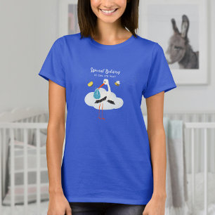 Blue Stork Boy Shower T Shirt