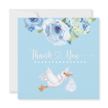 Blue Stork Monogram Blommigt Baby Shower Tack