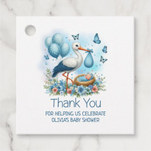 Blue Stork Pojke Baby Shower Tack Gåvor Etiketter