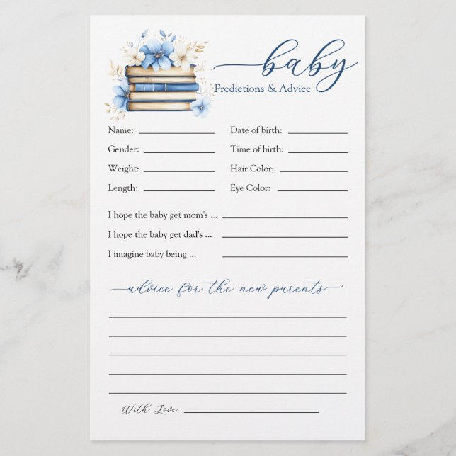 Blue Storybook Baby Brunch Predictions and Advice (Framsida)